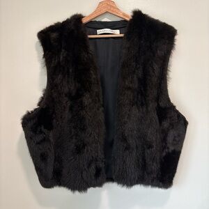 Andrew Marc Women's Black Fur Vest